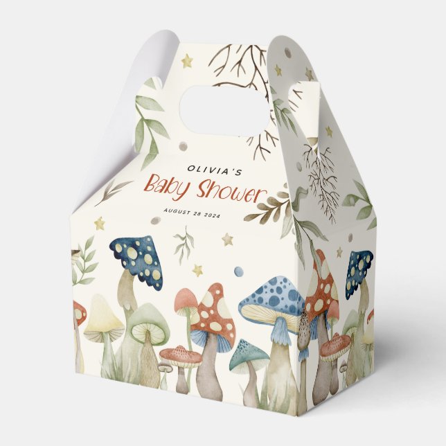 Whimsical Watercolor Mushroom Baby Shower  Favour Box (Front Side)