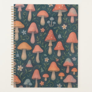 Whimsical Watercolor Mushroom Pattern Planner