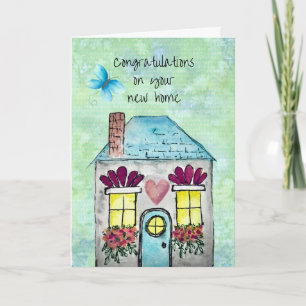 Whimsical Watercolor New Home Card