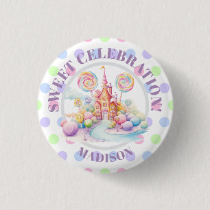 Whimsical Watercolor Pastel Candyland Birthday 3 Cm Round Badge