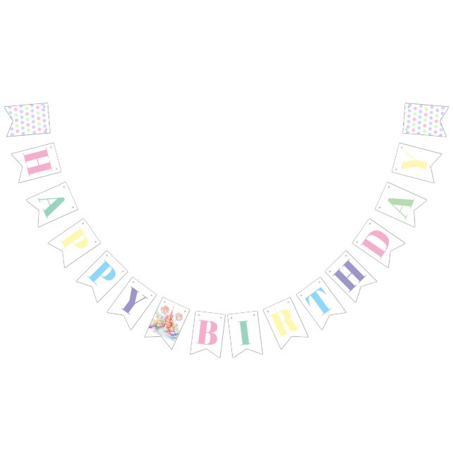 Whimsical Watercolor Pastel Candyland Birthday Bunting (All)