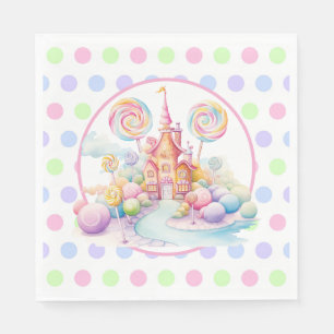 Whimsical Watercolor Pastel Candyland Birthday Napkin