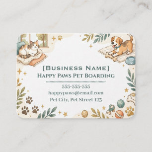 Whimsical Watercolor Pet Boarding Customisable Business Card