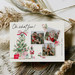 Whimsical Watercolor Photo Collage Christmas Card