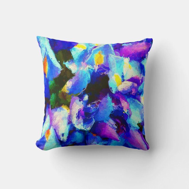 Whimsical Watercolor Purple Iris Cushion (Front)
