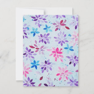 Whimsical Watercolor Purple & Pink Floral RSVP Card