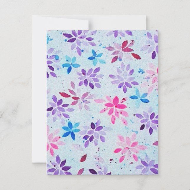 ​Whimsical Watercolor Purple & Pink Floral RSVP Card (Front)