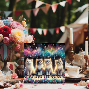  Whimsical Watercolor Rainbow Cats Valentine  Holiday Card