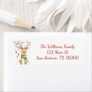 Whimsical Watercolor Reindeer Christmas Address