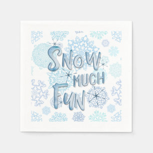 Whimsical Watercolor Snowflakes SNOW MUCH FUN Napkin