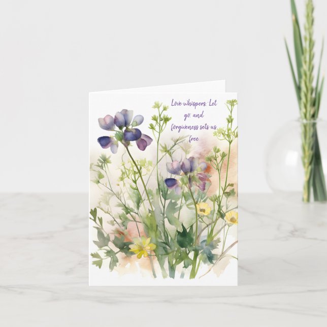 Whimsical Watercolor Spring Mix Floral Bright Day Card (Front)