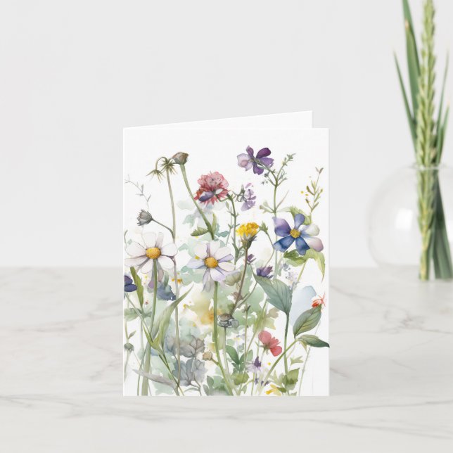 Whimsical Watercolor Spring Mix Personalizable Card (Front)