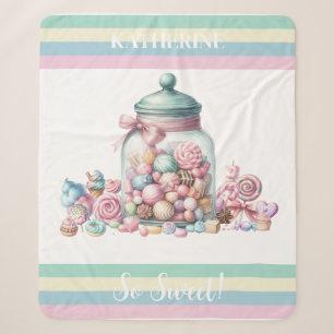 Whimsical Watercolor Sweet Candy Sherpa Blanket