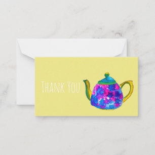 Whimsical watercolor teapot card