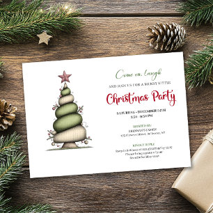 Whimsical watercolor tree Christmas party invite