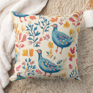 Whimsical Watercolor Turkey –Autumn Thanksgiving 2 Cushion