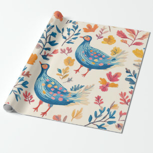 Whimsical Watercolor Turkey –Autumn Thanksgiving 2 Wrapping Paper