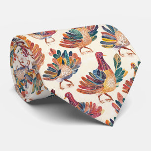 Whimsical Watercolor Turkey – Autumn Thanksgiving Tie