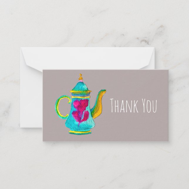 Whimsical watercolor Turkish teapot Card (Front)