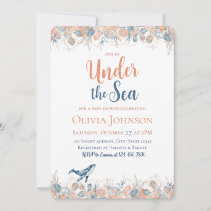 Whimsical Watercolor Under the Sea Baby Shower Invitation