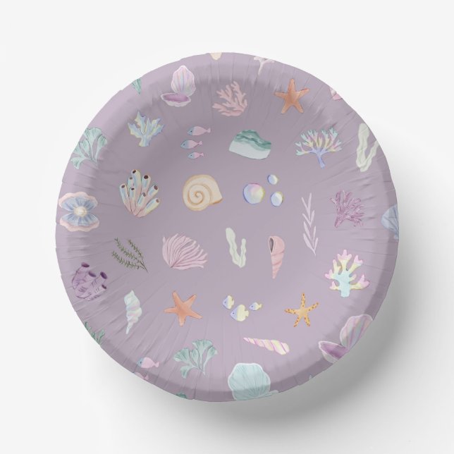 Whimsical Watercolor Under the Sea Mermaid Party Paper Plate (Front)
