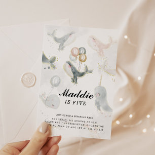 Whimsical Watercolor Under the Sea Whale Birthday Invitation