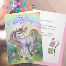 Whimsical Watercolor Unicorn Moon Girls Birthday 