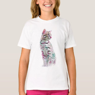 Whimsical Watercolor Wildcat Leopard Kids T-Shirt