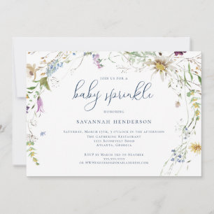 Whimsical Watercolor Wildflower Baby Sprinkle Invitation