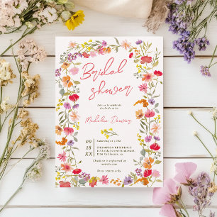 Whimsical Watercolor Wildflower Bridal Shower Invitation