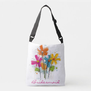 Whimsical Watercolor Wildflower Bridesmaid Crossbody Bag