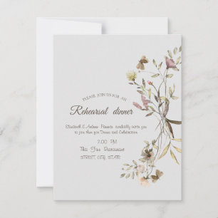 Whimsical Watercolor Wildflower Rehearsal Dinner Invitation
