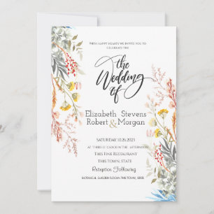 Whimsical Watercolor Wildflower Wedding Invitation