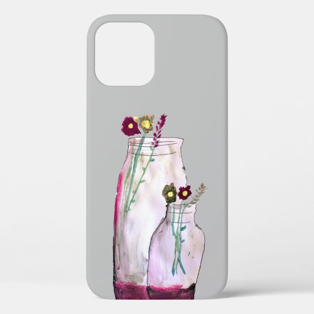 Whimsical watercolor wildflowers in vase Case-Mate iPhone case (Back)
