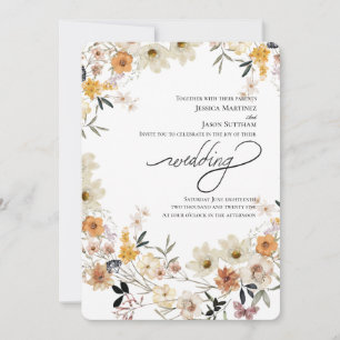 Whimsical Watercolor Wildflowers Wedding Invitation