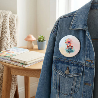 Whimsical Watercolor Witch Fairy Tale Art Matching 7.5 Cm Round Badge