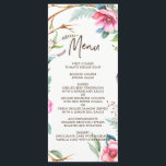 Whimsical Watercolor Wreath Wedding Menu Card<br><div class="desc">Boho inspired menu card featuring watercolor flower. This menu card will be perfect for spring events. Matching items are available.</div>