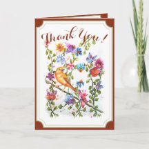 Whimsical Watercolor Yellow Bird THANK YOU
