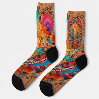 Whimsical Watercolour Shoes on Black Socks