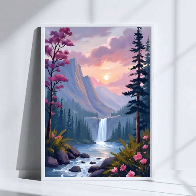 Whimsical Waterfall | Magical Floral Landscape Poster (Creator Uploaded)