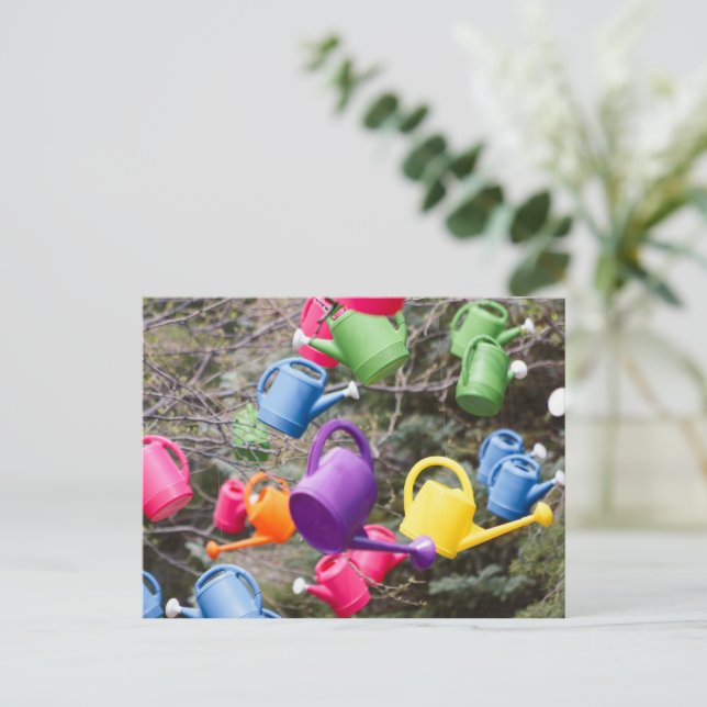 Whimsical Watering Cans  Postcard (Standing Front)