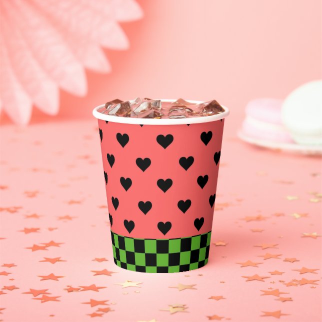 Whimsical Watermelon Colours Patterned   Paper Cups (Insitu)