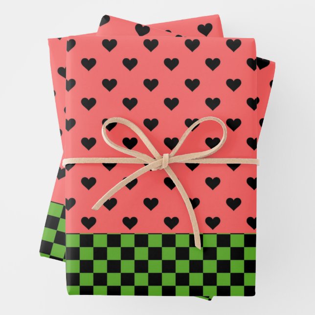 Whimsical Watermelon Colours Patterned   Wrapping Paper Sheet (In situ)