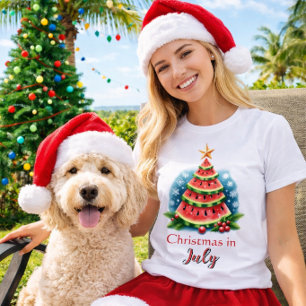 Whimsical Watermelon Tree Christmas in July T-Shirt