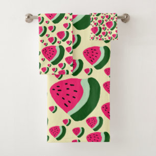 Whimsical Watermelons Cute Summer Fruit Pattern  Bath Towel Set