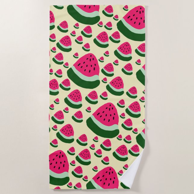 Whimsical Watermelons Cute Summer Fruit Pattern  Beach Towel (Front)