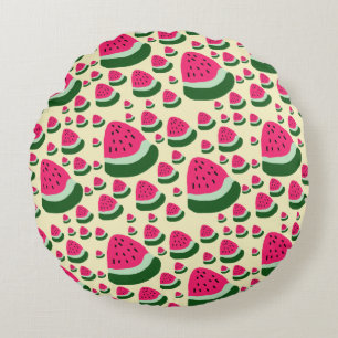 Whimsical Watermelons Cute Summer Fruit Pattern  Round Cushion