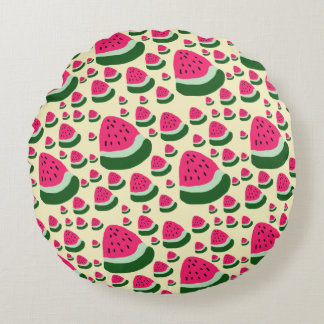Whimsical Watermelons Cute Summer Fruit Pattern Round Cushion