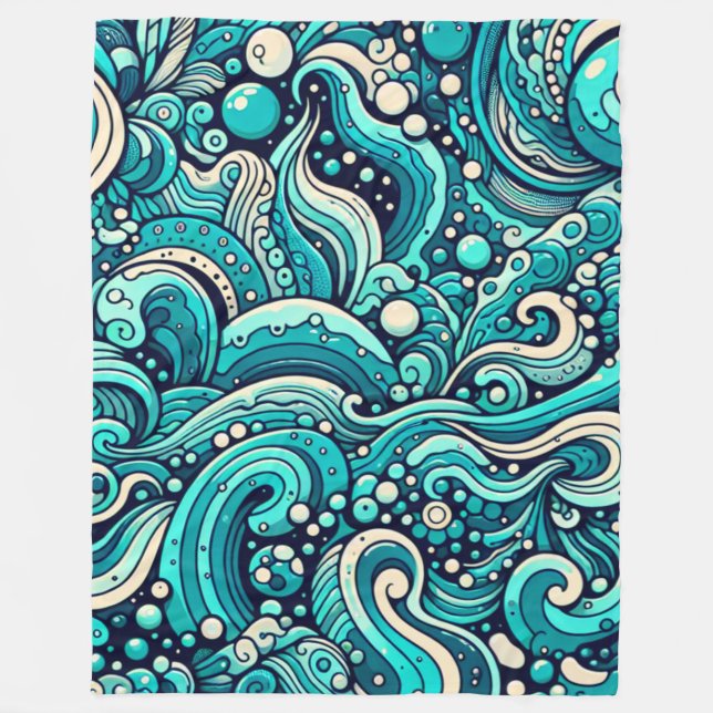  “Whimsical Waves Window” Fleece Blanket (Front)
