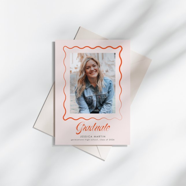 Whimsical Wavy Border Graduation Announcement (Creator Uploaded)